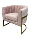 SS-614 | ROUND VELVET GOLD FRAME SINGLE CHAIR BLUSH PINK