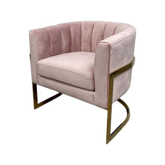 SS-614 | ROUND VELVET GOLD FRAME SINGLE CHAIR BLUSH PINK