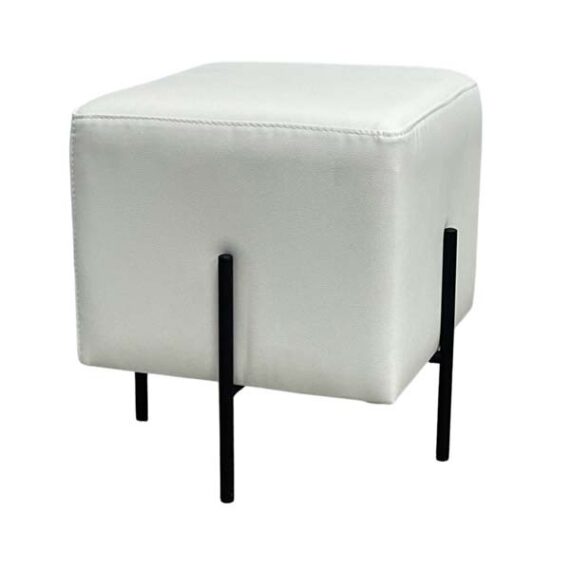 SS-644 | SQUARE OTTOMAN WHITE WITH BLACK LEGS