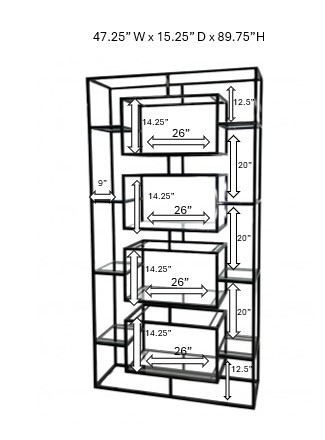 BAR-082 | GEO RECTANGULAR WINE SHELF BLACK FRAME BLACK PLEXI
