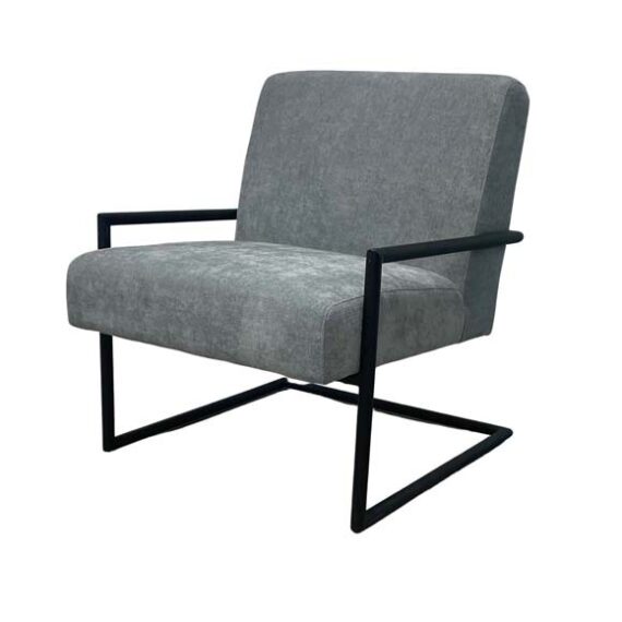 SS-635 | SQUARE SINGLE CHAIR GREY FABRIC WITH BLACK FRAME