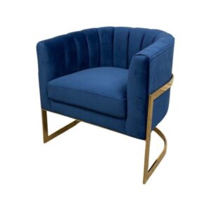 SS-612 | ROUND VELVET GOLD FRAME SINGLE CHAIR ROYAL BLUE