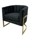 SS-615 | ROUND VELVET GOLD FRAME SINGLE CHAIR BLACK