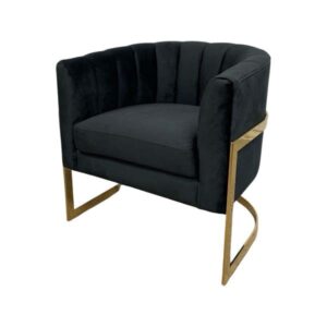 SS-615 | ROUND VELVET GOLD FRAME SINGLE CHAIR BLACK