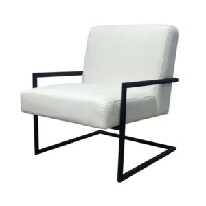 SS-643 | SQUARE SINGLE CHAIR WHITE WITH BLACK FRAME