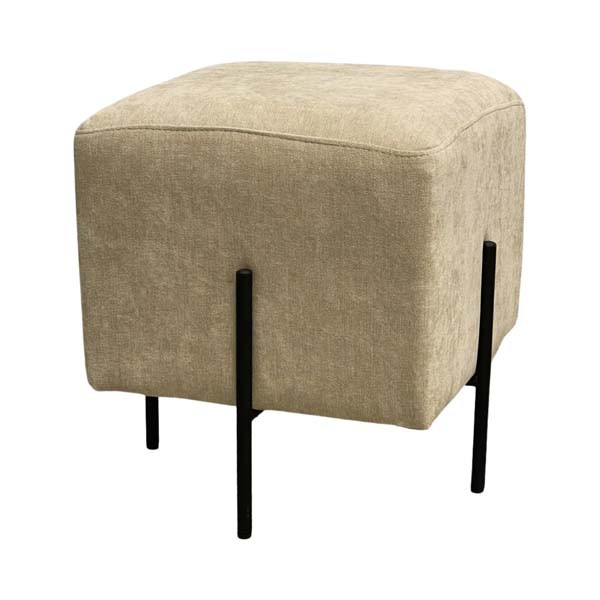 SS-638 | SQUARE OTTOMAN BEIGE FABRIC WITH BLACK LEGS
