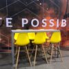 BS-070 | EIFFEL BARSTOOL ARMLESS NATURAL WOOD LEGS WITH YELLOW SEAT