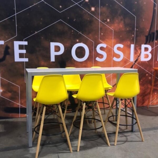 BS-070 | EIFFEL BARSTOOL ARMLESS NATURAL WOOD LEGS WITH YELLOW SEAT