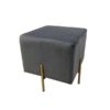 SS-580 | SQUARE VELVET OTTOMAN GREY WITH GOLD LEGS