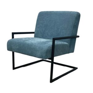 SS-636 | SQUARE SINGLE CHAIR OCEAN BLUE FABRIC WITH BLACK FRAME