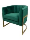 SS-613 | ROUND VELVET GOLD FRAME SINGLE CHAIR HUNTER GREEN