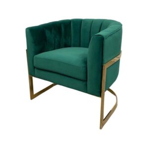 SS-613 | ROUND VELVET GOLD FRAME SINGLE CHAIR HUNTER GREEN