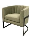 SS-616 | ROUND VELVET BLACK FRAME SINGLE CHAIR OLIVE GREEN