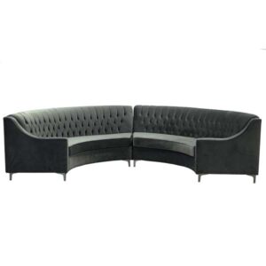 SS-515 | VELVET TUFTED BACK HALF MOON SOFA GREY (2 PIECES)