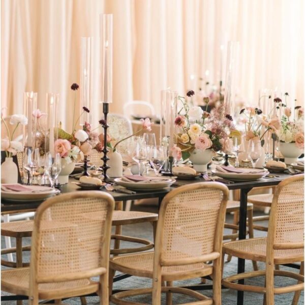 CASUAL-130 | 8FT RECTANGULAR BLACK FRAME DINING TABLE WITH PLEXI TOP