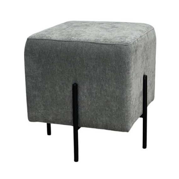 SS-639 | SQUARE OTTOMAN GREY FABRIC WITH BLACK LEGS