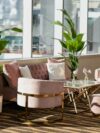 ET-052 | GEO DIAMOND END TABLE GOLD FRAME WITH CLEAR PLEXI TOP