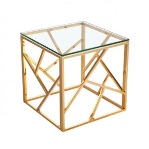 ET-055 | CC END TABLE GOLD FRAME WITH CLEAR GLASS TOP