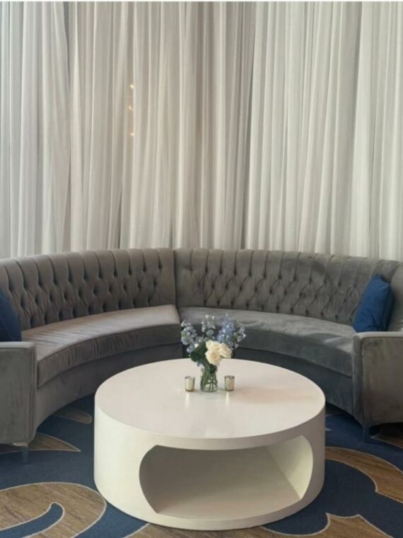 SS-515 | VELVET TUFTED BACK HALF MOON SOFA GREY (2 PIECES)