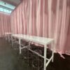 COMM-006 | SEAMLESS 30" COMMUNAL TABLE WHITE FRAME WITH PLEXI TOP