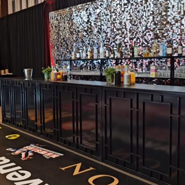 BAR-081 | 6FT GEO WINDOW BAR BLACK FRAME BLACK PLEXI