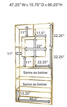 BAR-058 | GEO SQUARE WINE SHELF GOLD FRAME CLEAR PLEXI