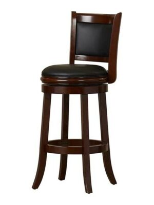 BS-045 | WOOD SWIVEL BAR STOOL WALNUT BROWN FRAME WITH BLACK SEAT