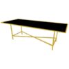 CASUAL-180 | 8FT RECTANGULAR GOLD FRAME DINING TABLE WITH PLEXI TOP