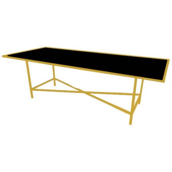 CASUAL-180 | 8FT RECTANGULAR GOLD FRAME DINING TABLE WITH PLEXI TOP