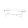 CASUAL-100 | 8FT RECTANGULAR WHITE FRAME DINING TABLE WITH PLEXI TOP