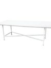 CASUAL-100 | 8FT RECTANGULAR WHITE FRAME DINING TABLE WITH PLEXI TOP