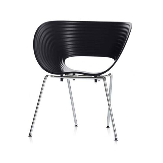 CH-025 | FLUSH CHAIR BLACK WITH CHROME LEGS