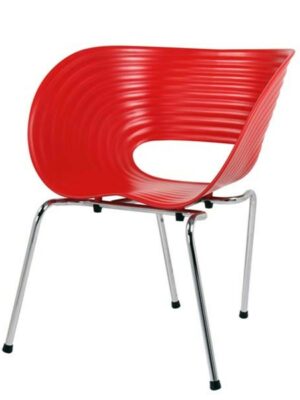 CH-024 | FLUSH CHAIR RED WITH CHROME LEGS