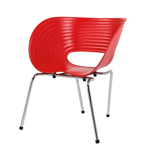 CH-024 | FLUSH CHAIR RED WITH CHROME LEGS