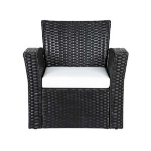 MISC-EU-017 | RATTAN SINGLE CHAIR WHITE CUSHION