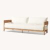 SS-700 | NIAGARA NATURAL WOOD SOFA WITH LINEN FABRIC CUSHIONS