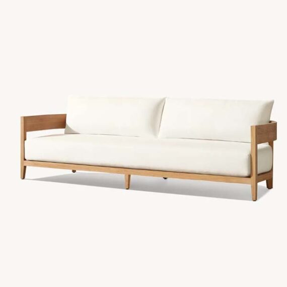 SS-700 | NIAGARA NATURAL WOOD SOFA WITH LINEN FABRIC CUSHIONS
