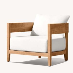 SS-701 | NIAGARA NATURAL WOOD SINGLE CHAIR WITH LINEN FABRIC CUSHIONS