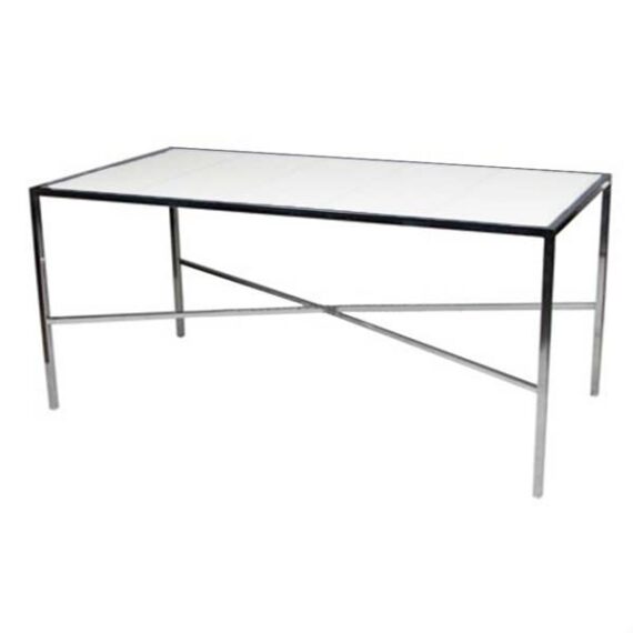 CASUAL-005 | 33" x 66" RECT. CHROME DINING TABLE TOP X BASE