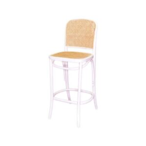 BS-090 | NAPA BARSTOOL WHITE WOOD WITH NATURAL CANE SEAT & BACK