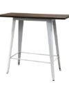 COMM-014 | INDUSTRIAL COMMUNAL TABLE WHITE FRAME WITH DARK WOOD TOP