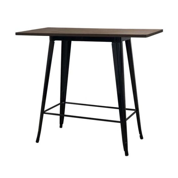 COMM-015 | INDUSTRIAL COMMUNAL TABLE BLACK FRAME WITH DARK WOOD TOP