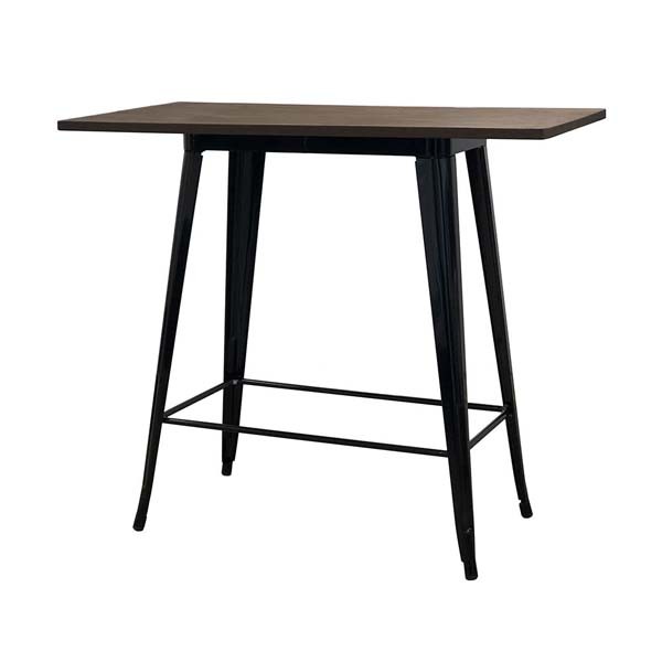 COMM-015 | INDUSTRIAL COMMUNAL TABLE BLACK FRAME WITH DARK WOOD TOP