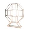 BAR-052 | GEO OCTAGON WINE SHELF GOLD FRAME CLEAR PLEXI