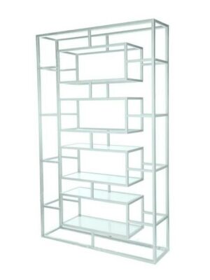 BAR-053 | GEO RECTANGULAR WINE SHELF WHITE FRAME WHITE PLEXI