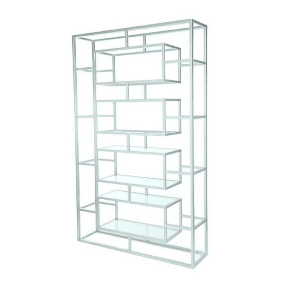 BAR-053 | GEO RECTANGULAR WINE SHELF WHITE FRAME WHITE PLEXI