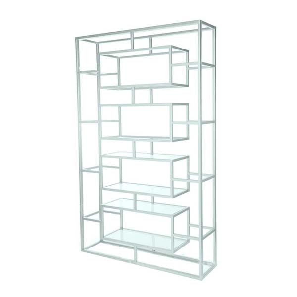 BAR-053 | GEO RECTANGULAR WINE SHELF WHITE FRAME WHITE PLEXI
