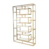 BAR-054 | GEO RECTANGULAR WINE SHELF GOLD FRAME CLEAR PLEXI
