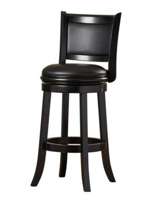 BS-044 | WOOD SWIVEL BAR STOOL BLACK FRAME WITH BLACK SEAT