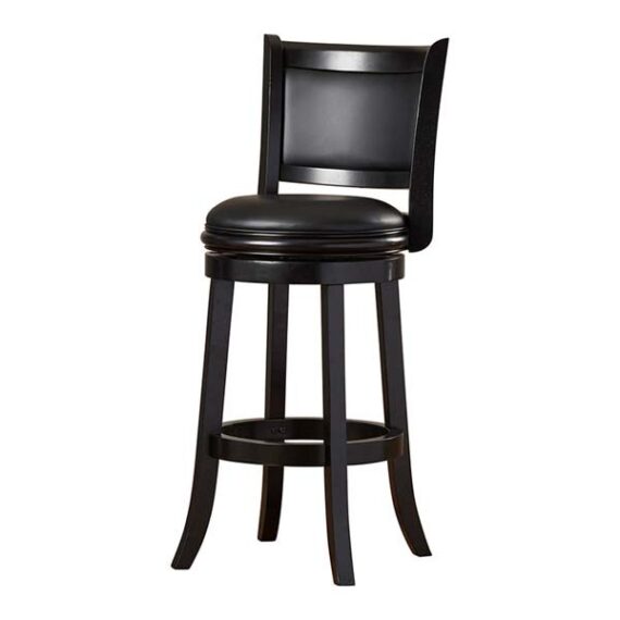 BS-044 | WOOD SWIVEL BAR STOOL BLACK FRAME WITH BLACK SEAT